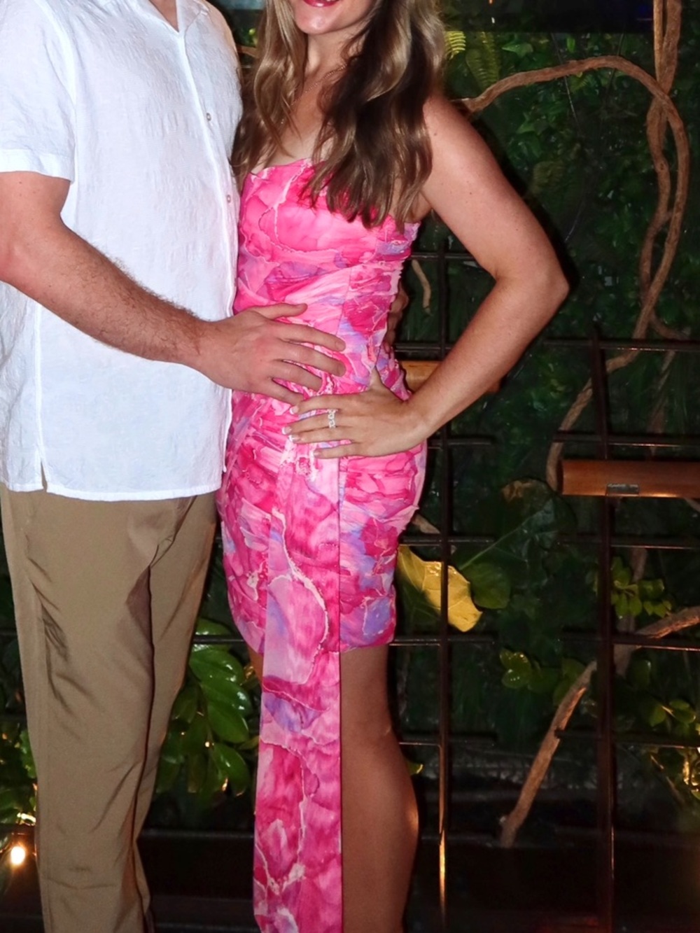 Luxxel Pink Printed Strapless Mini Dress